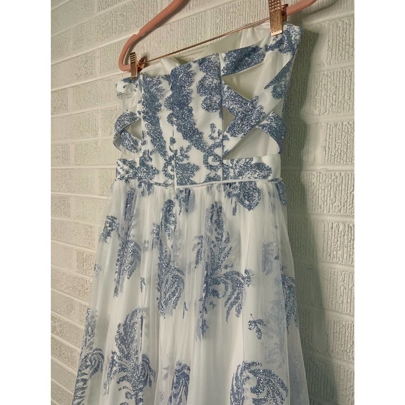 Blondie Nights Strapless Glitter Mesh Evening Dress - Picture 6 of 9